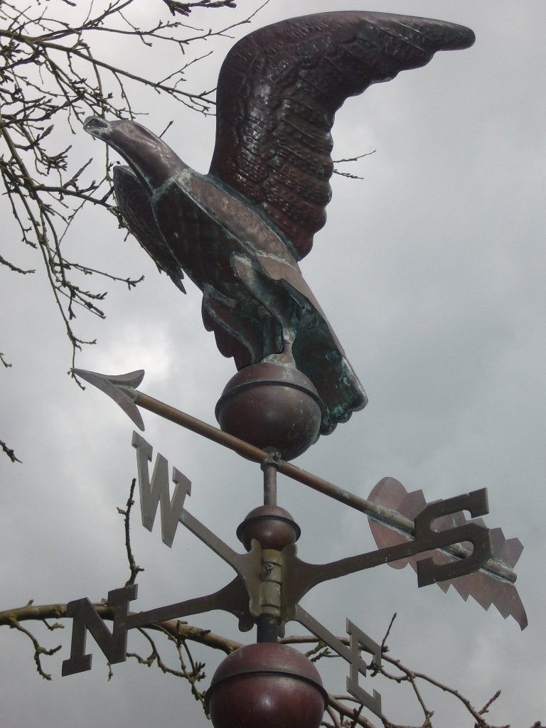 Koperen windwijzer windvaan weerhaan arend "De Evenaar"
