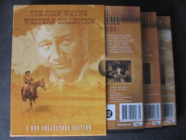 THE JOHN WAYNE WESTERN COLLECTION 3-DVDBOX originele versies, Cd's en Dvd's, Dvd's | Actie, Zo goed als nieuw, Actie, Vanaf 12 jaar