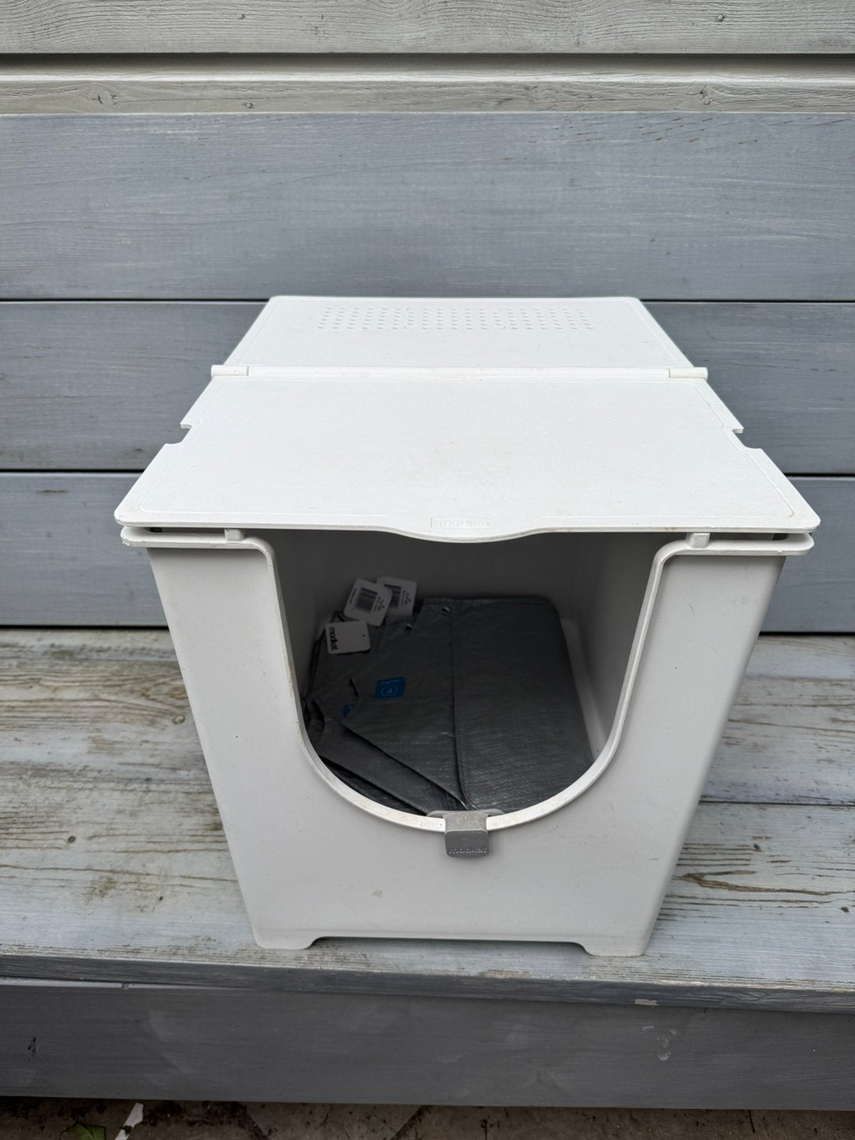 Modkat Flip Cat Litter Box (White) + 3 New Liners, Ophalen, Zelfreinigend, Zo goed als nieuw, Gesloten