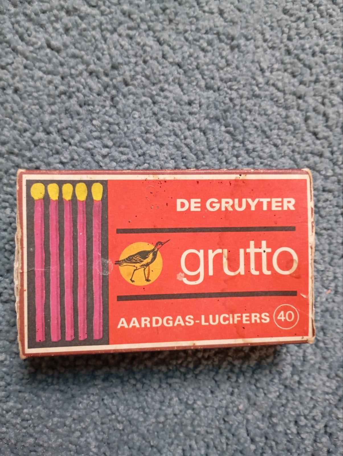 Vintage de Gruijter Aardgas Lucifers doosje leeg, Verzamelen, Ophalen of Verzenden, Gebruikt