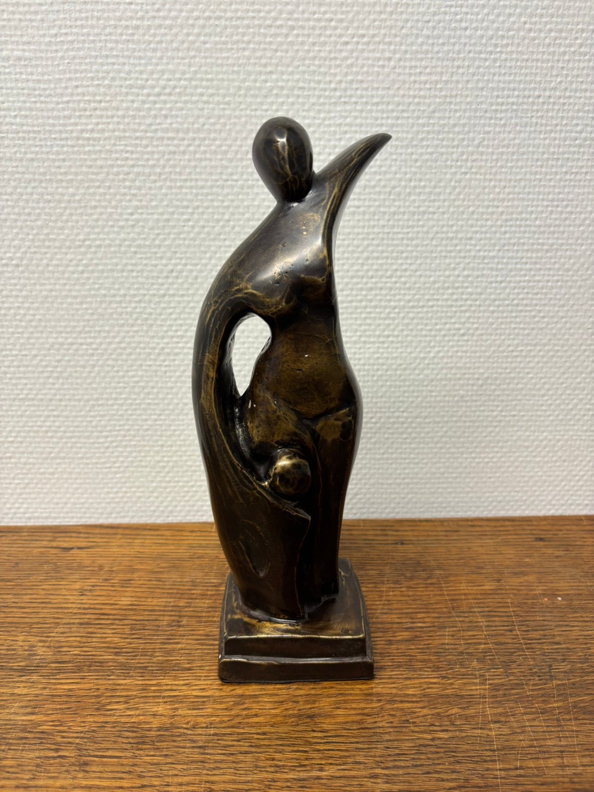Abstract bronzen beeld moeder en kind, Antiek en Kunst, Ophalen of Verzenden