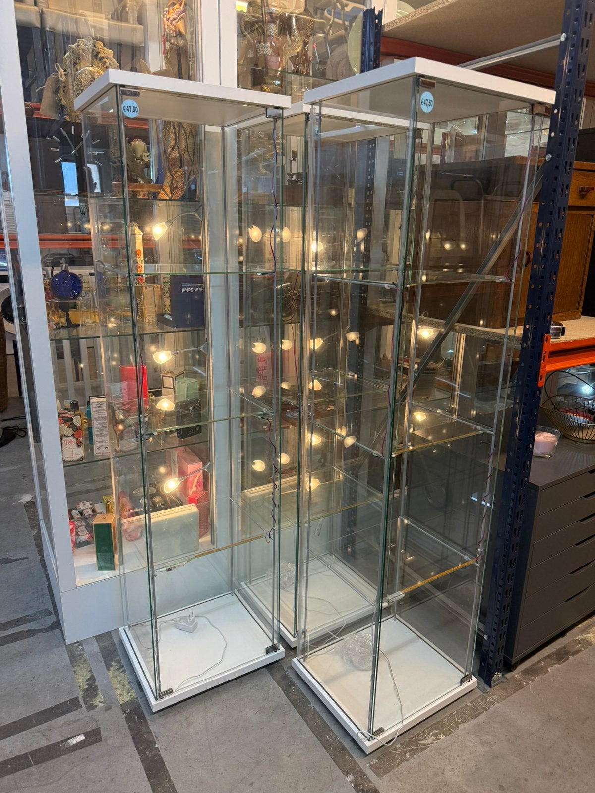 3 glazen vitrinekasten, Huis en Inrichting, Ophalen, 50 tot 100 cm, Zo goed als nieuw, 150 tot 200 cm
