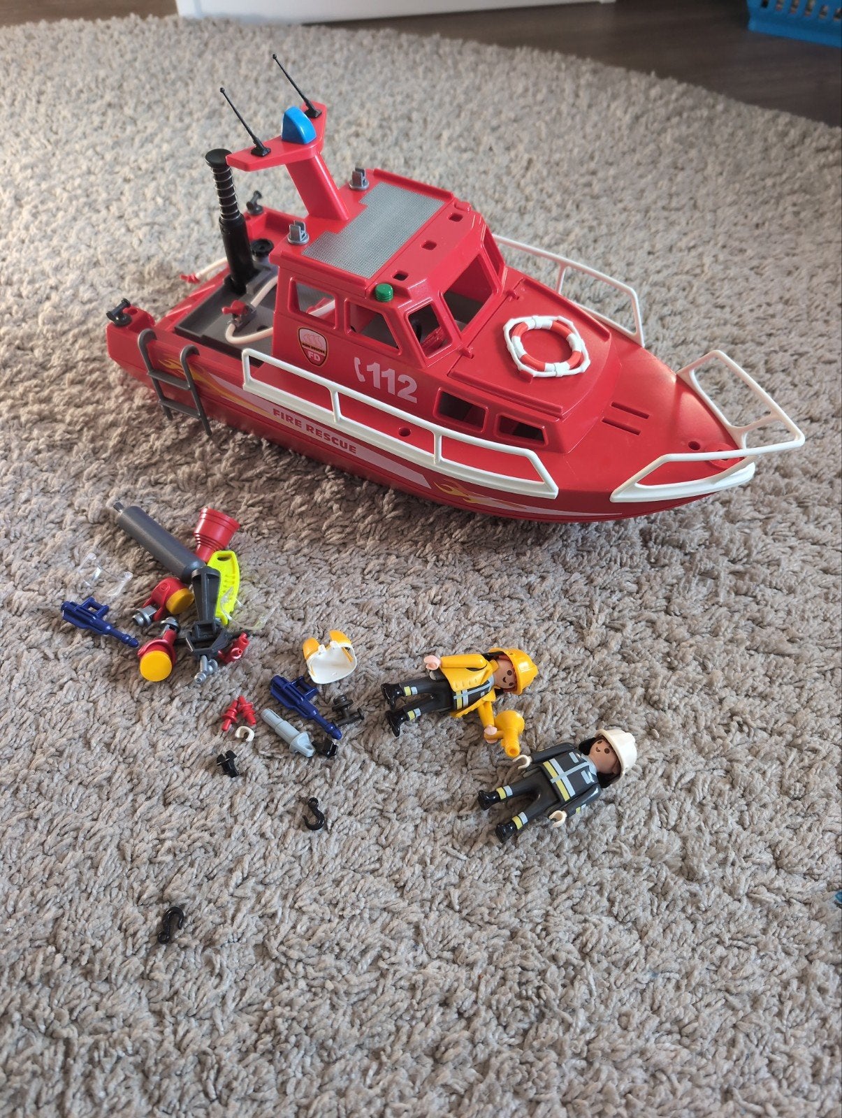 Playmobil Brandweerboot 3128 met accessoires, Ophalen of Verzenden, Gebruikt, Jongen of Meisje