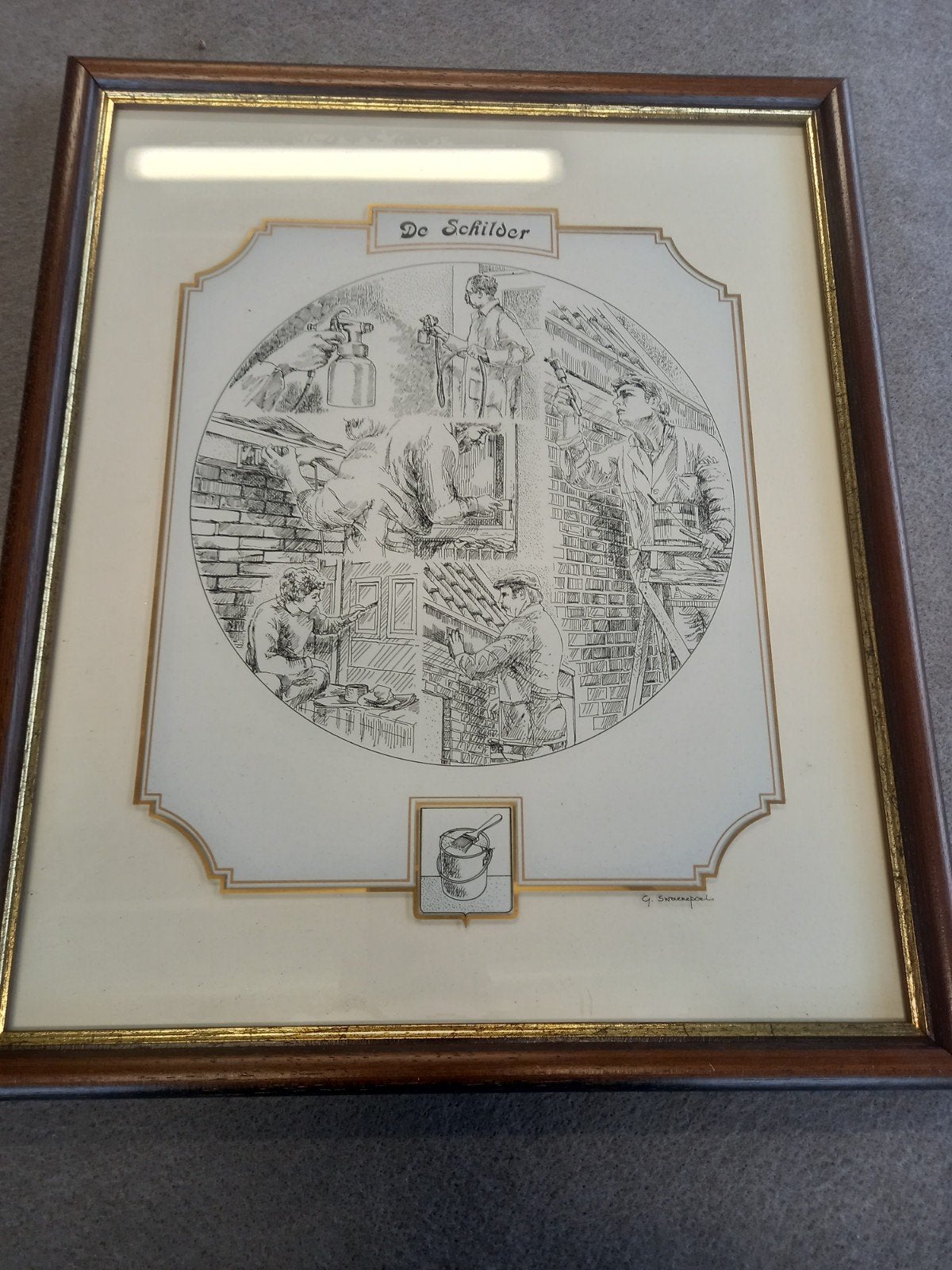 De Schilder - G. Swaenepoel - Ingelijste prent, Ophalen of Verzenden