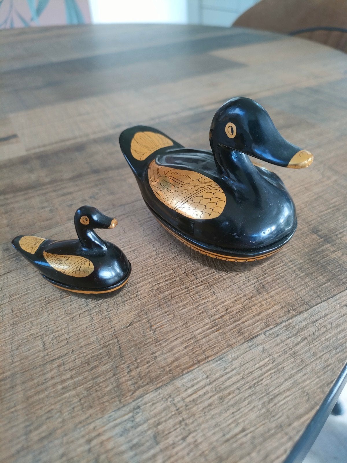 Vintage Zwarte Eenden Set - Decoratieve Doosjes, Ophalen