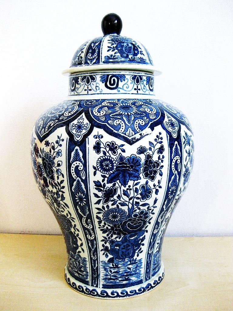 Delfts blauw dekselpot/vaas van Royal Sphinx Boch Holland, Ophalen of Verzenden