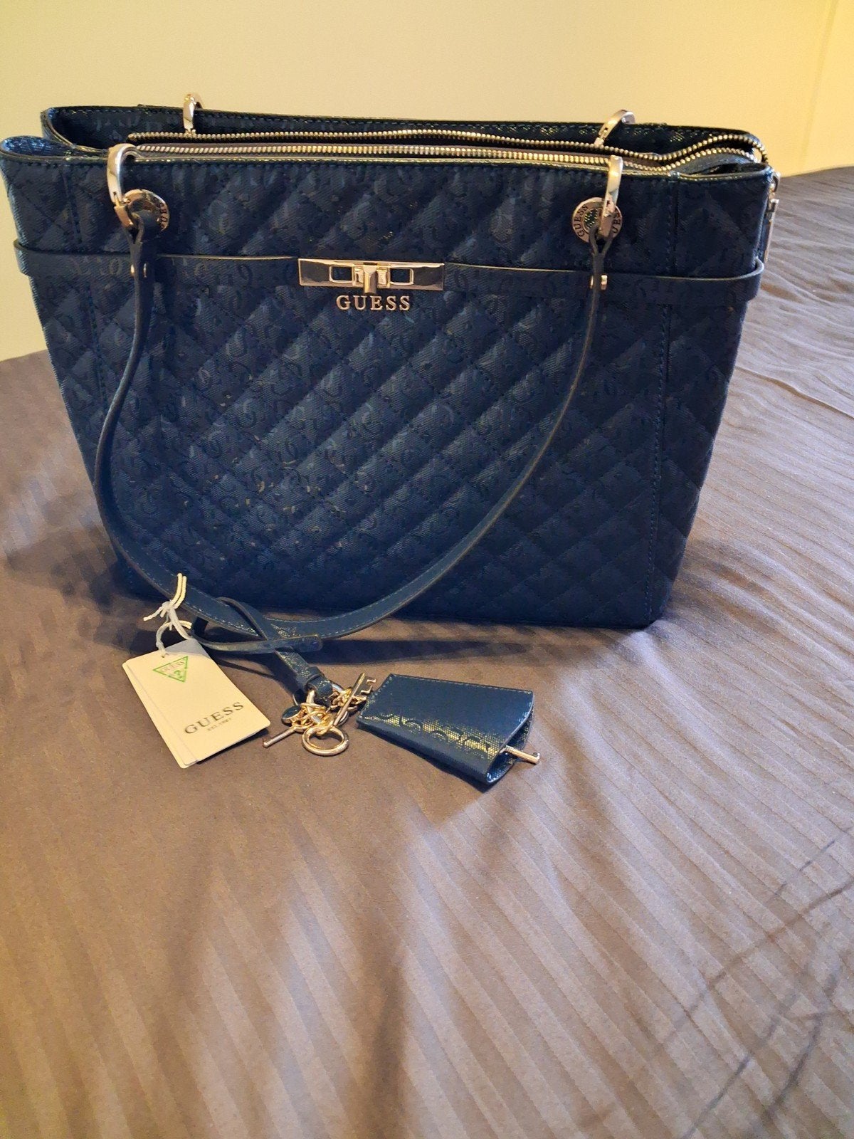 te koop donker blauwe guess tas, Blauw, Nieuw, Leer, Ophalen