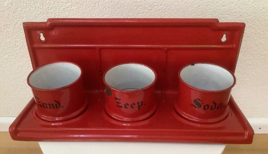 oud emaille, oa zand zeep soda set (rood of grijs) en wok, Ophalen of Verzenden