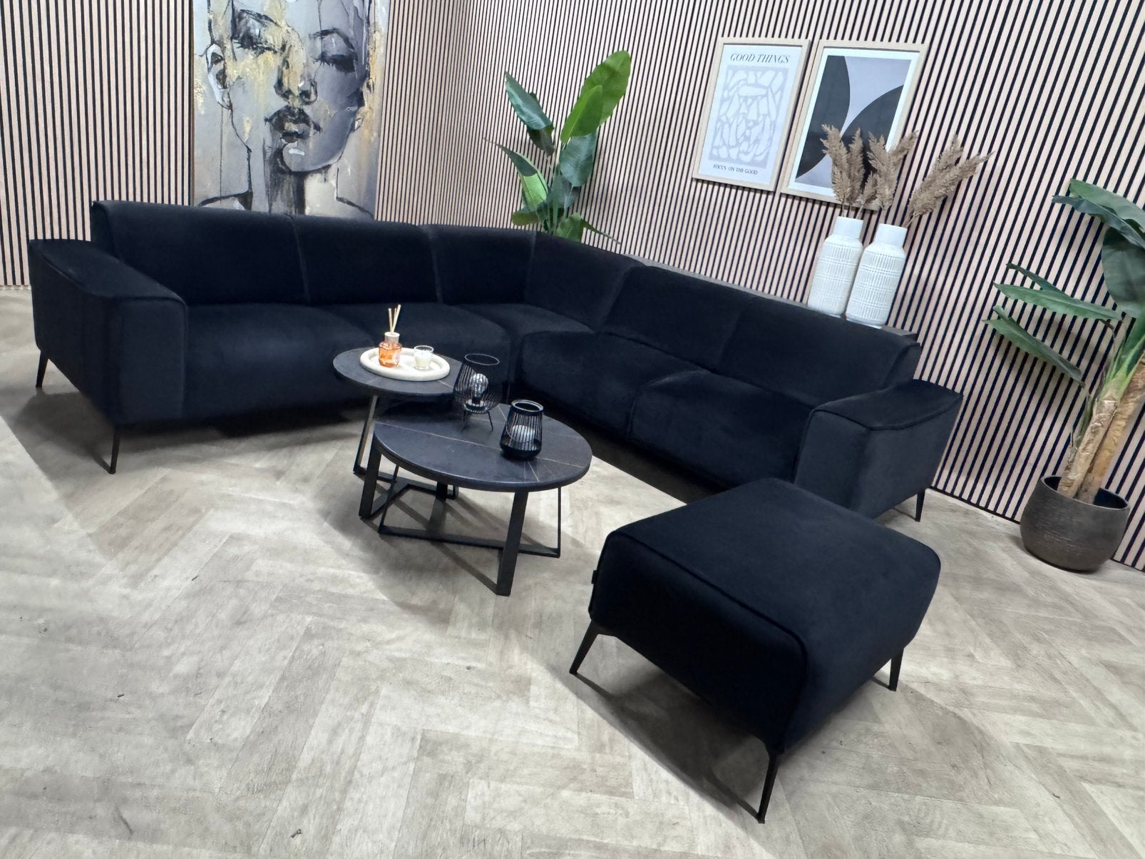 ZGAN Bronx71 Velvet Velours Hoekbank - Zwart - 270 x 270, 250 tot 300 cm, -, -, Hoekbank