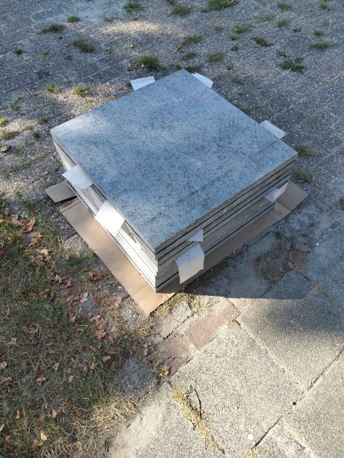 9 natuursteen tegels 60x60 cm, antraciet, Ophalen, 60 cm of meer, Minder dan 5 m², Vloertegels