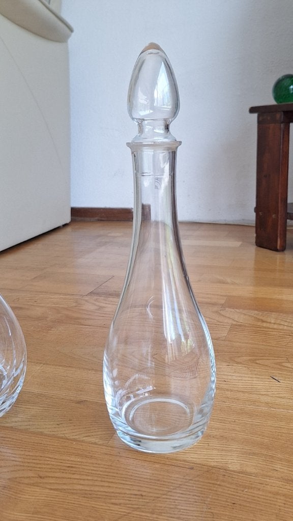 Elegante vintage glazen karaf met druppelstop, Antiek en Kunst, Antiek | Glas en Kristal, Ophalen of Verzenden