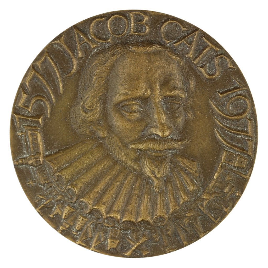 Niel Steenbergen BRONS PENNING JACOB CATS, Postzegels en Munten, Penningen en Medailles, Verzenden, Brons, Nederland