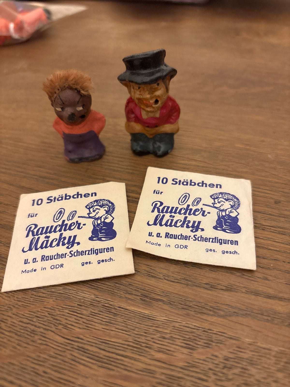 Vintage Rauchermännchen figuren met lucifers, Made in GDR, Verzamelen, Poppetjes en Figuurtjes, Ophalen of Verzenden, Gebruikt