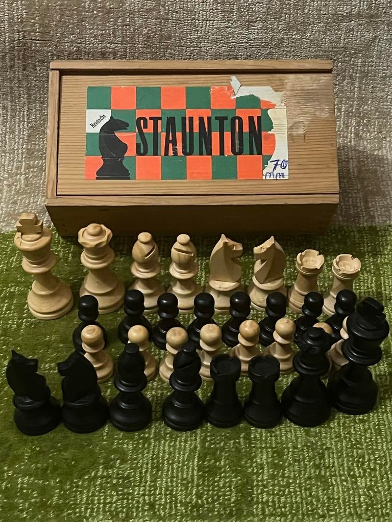 Vintage Chess Staunton Koninghoogte 70 mm, Ophalen of Verzenden, Gebruikt