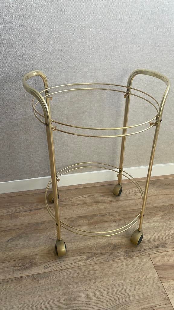 Serveerwagen trolley barcart goud, Ophalen, Minder dan 45 cm, Gebruikt, Rond