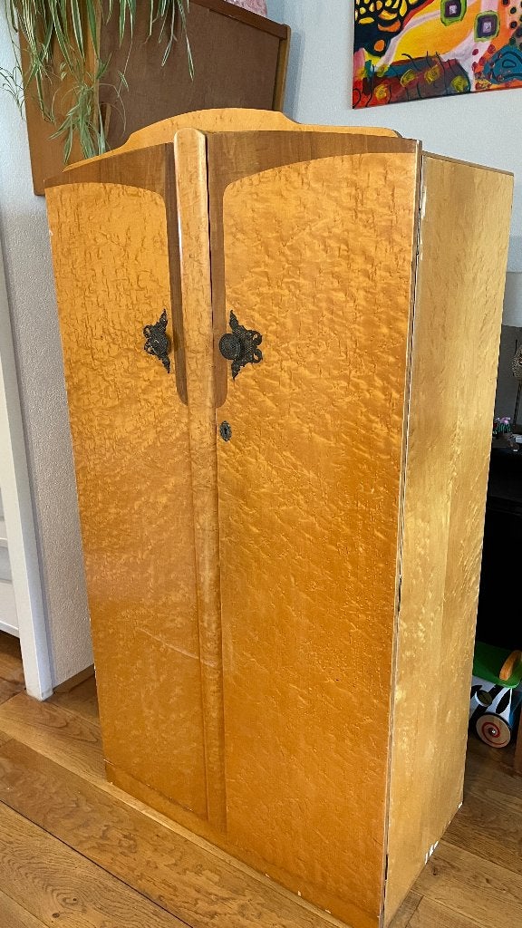 Kledingkast notenhout vintage 164x84, Ophalen, Gebruikt, Met plank(en), Vintage /Antiek