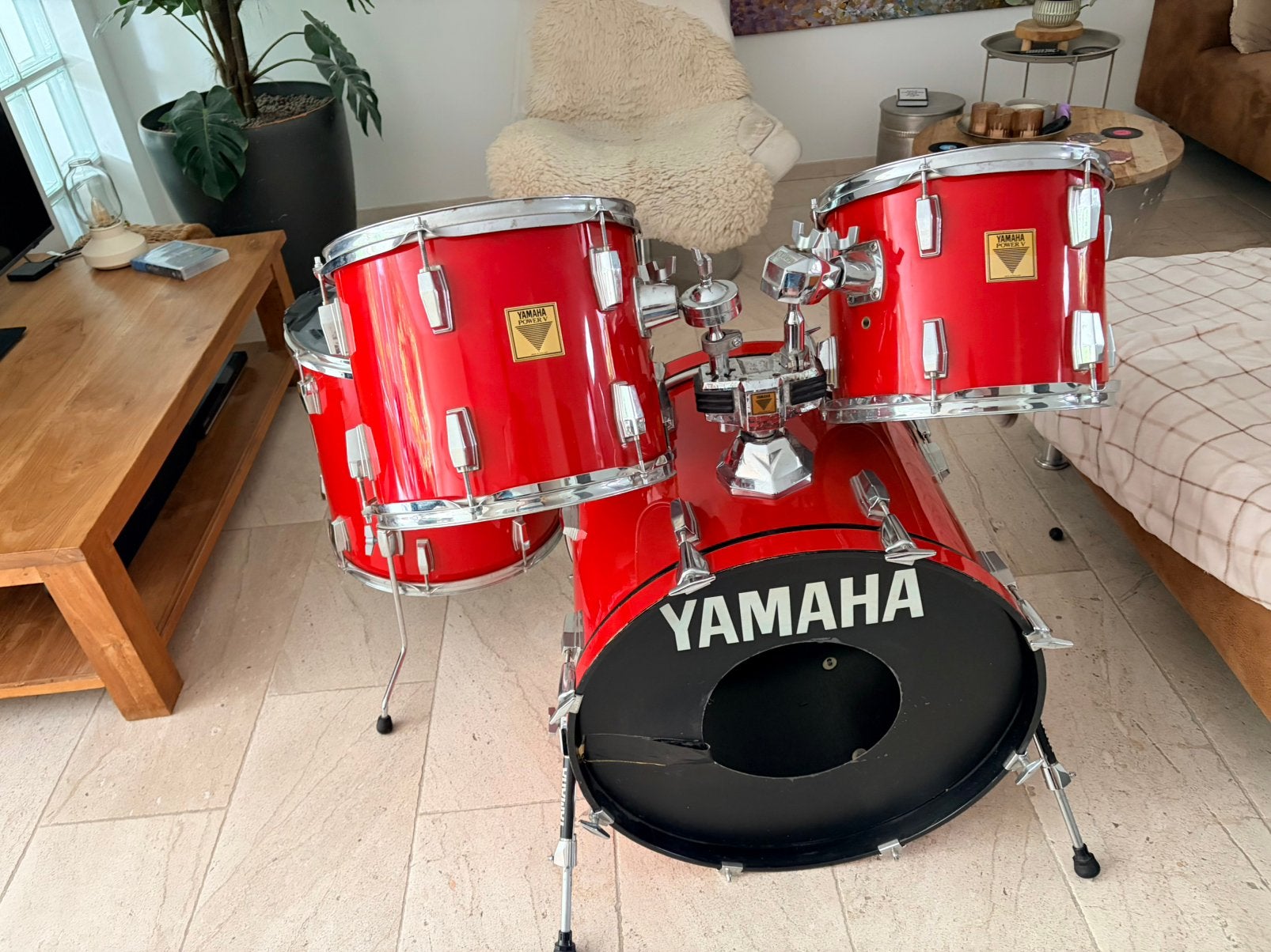 Yamaha Power V shellset Marble Red drumstel, Ophalen, Gebruikt, Yamaha