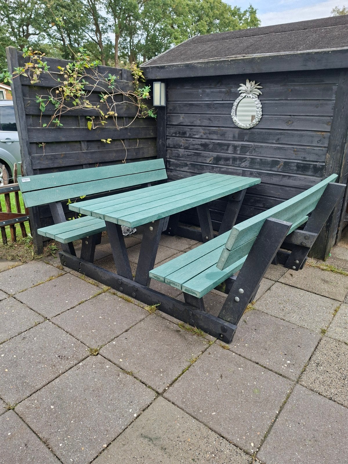 Robuuste Govaplast picknicktafel 160x200 cm, Tuin en Terras, Ophalen, Gebruikt, Rechthoekig, Overige materialen