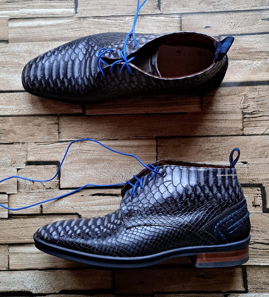 Floris van Bommel-  reliëf leren schoenen, 39 1/3, Floris van Bommel, Zo goed als nieuw, X, Veterschoenen
