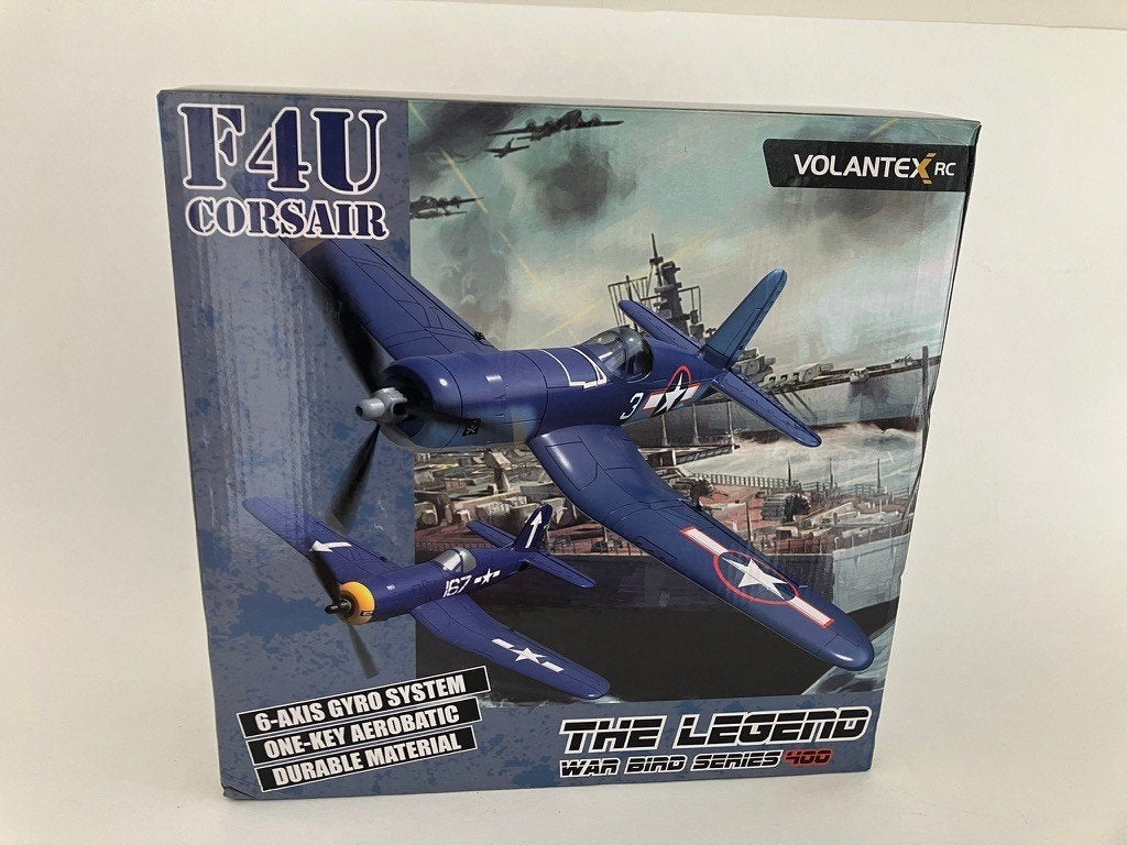 Volantex F4U Corsair Warbird 400 V761-8/V2 + piloot, 2x accu, Ophalen of Verzenden, Zo goed als nieuw, RTF (Ready to Fly)