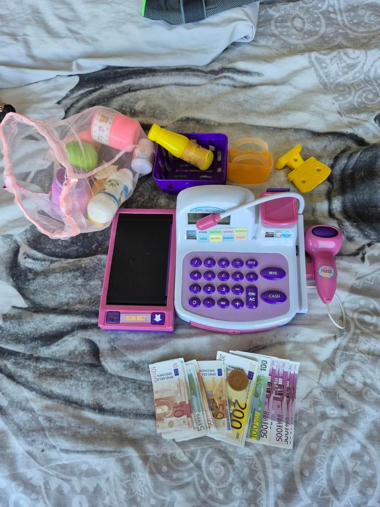 Roze speelgoedkassa met accessoires en speelgeld, Ophalen, Gebruikt, Meisje