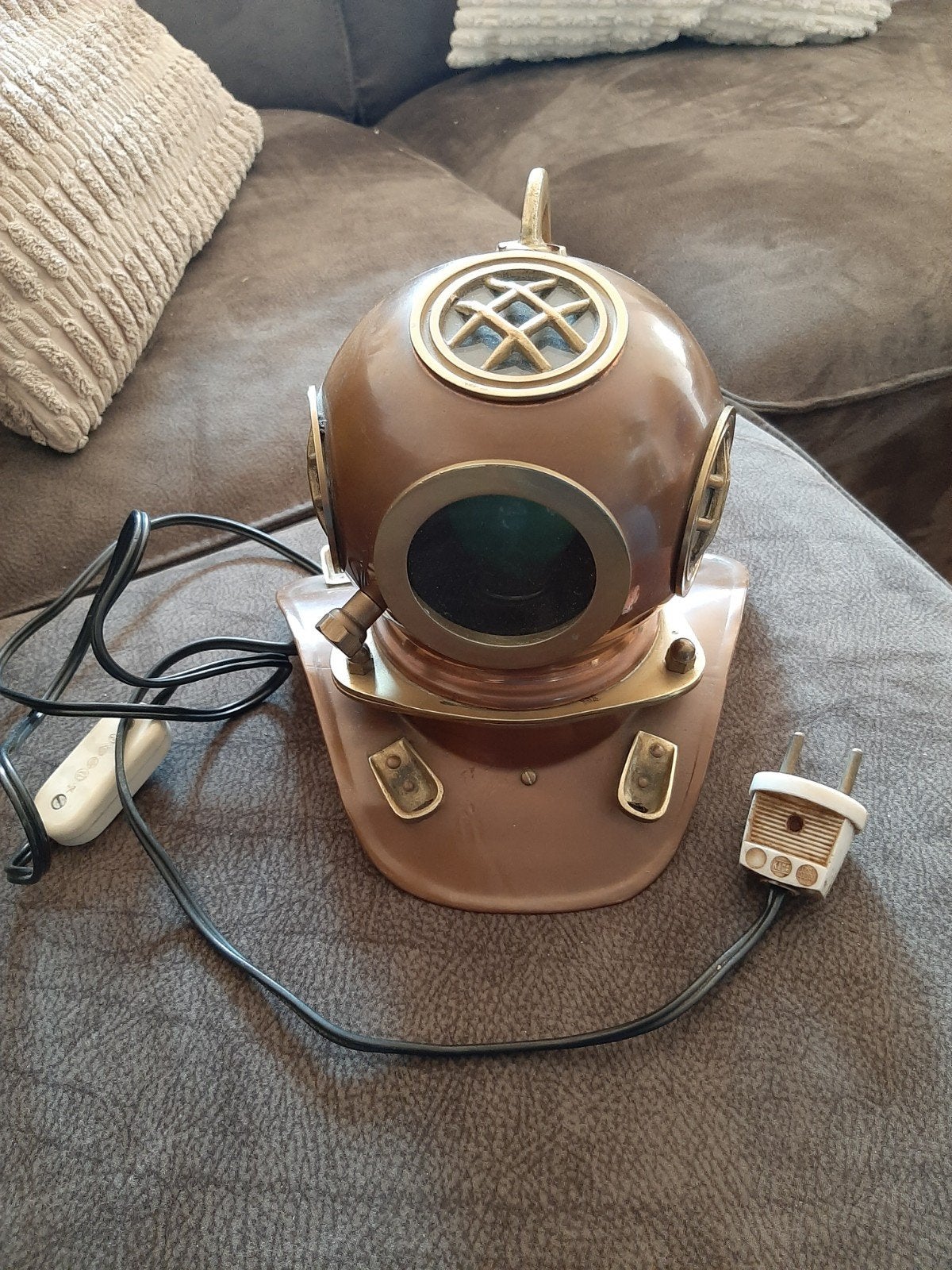 Vintage Duikhelm Lamp - Koper & Messing Decoratie, Ophalen of Verzenden