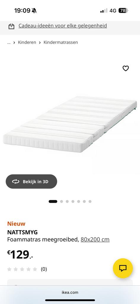 NATTSMYG meegroeibed 80x200, Huis en Inrichting, Slaapkamer | Matrassen en Bedbodems, Ophalen, Eenpersoons, Zo goed als nieuw