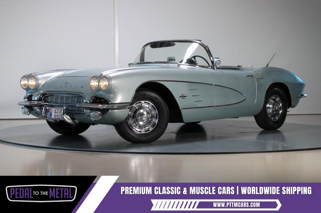 1961 Chevrolet Corvette C1 Convertible with Hardtop Survivor, Auto's, Achterwielaandrijving, Zwart, Bedrijf, Handgeschakeld