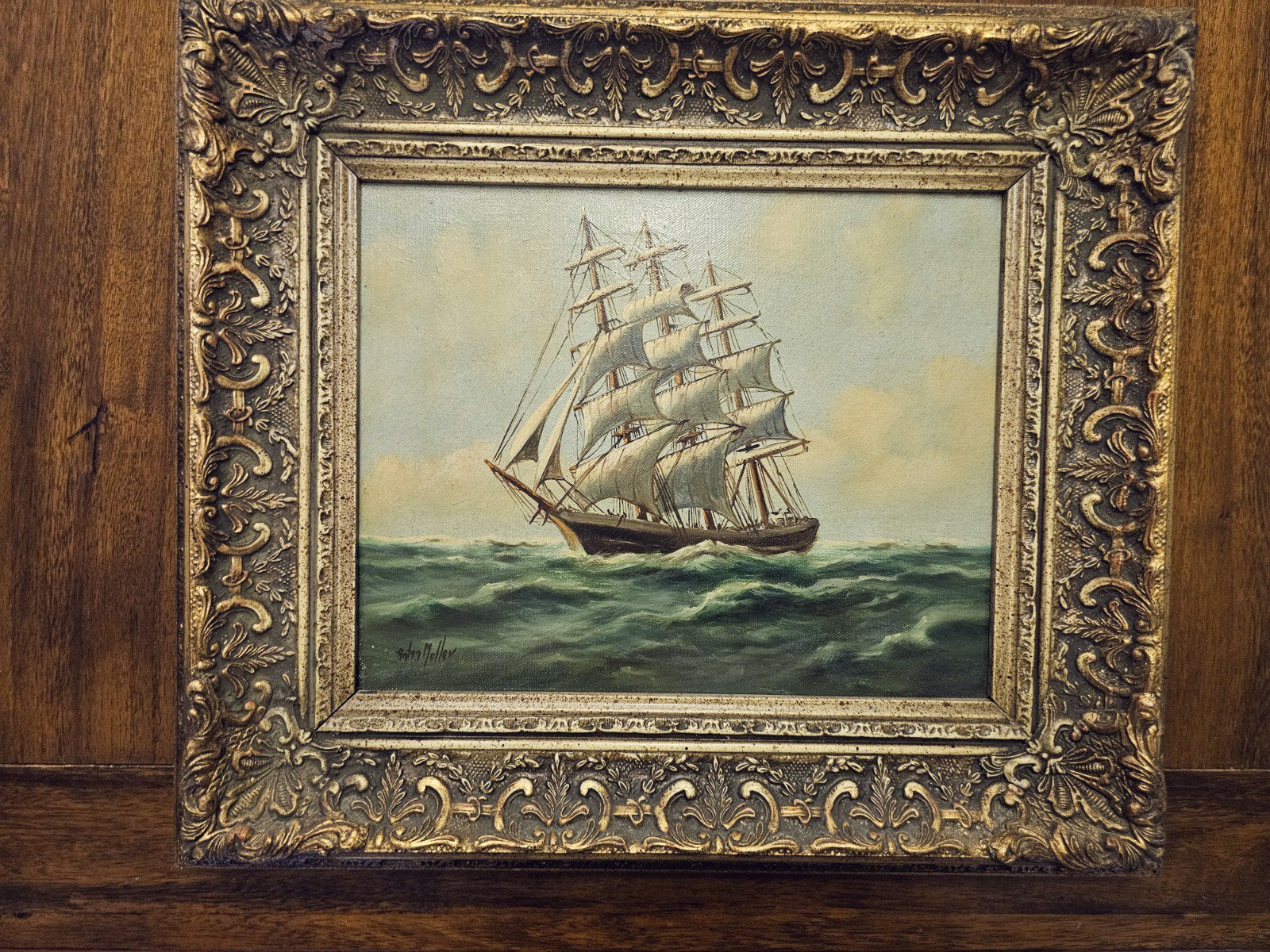 Klassiek Maritiem Olieverfschilderij Anton Müller, Antiek en Kunst, Ophalen of Verzenden