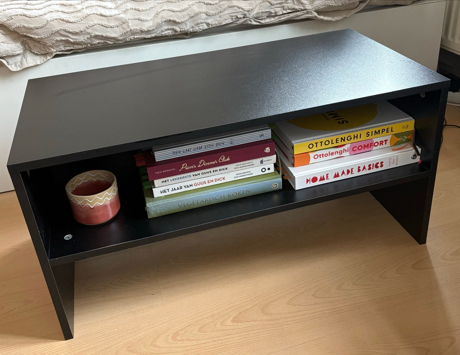 Zwart TV-meubel/salontafel met opbergruimte
