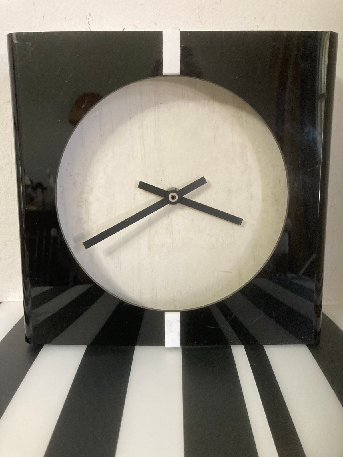 Vintage Vierkante Klok Jaren '80 - Plexiglas & Hout, Ophalen of Verzenden