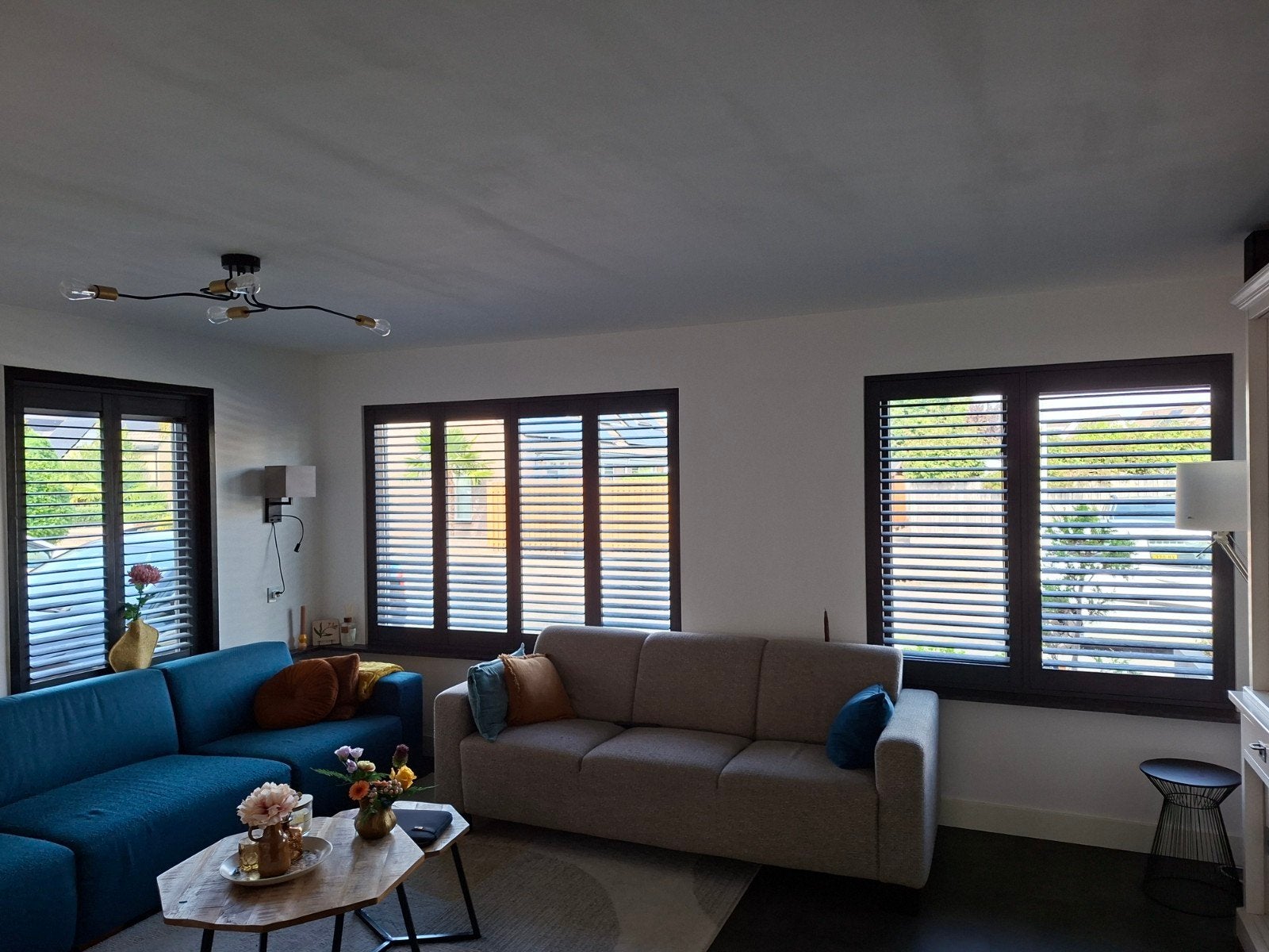 antraciet houten shutters, Ophalen, Gebruikt, Hout, Grijs