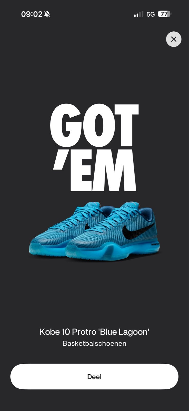 Nike Kobe 10 Protro 'Blue Lagoon’ 47,5 NIEUW, Kleding | Heren, Ophalen of Verzenden, Nieuw, Blauw, Sneakers of Gympen