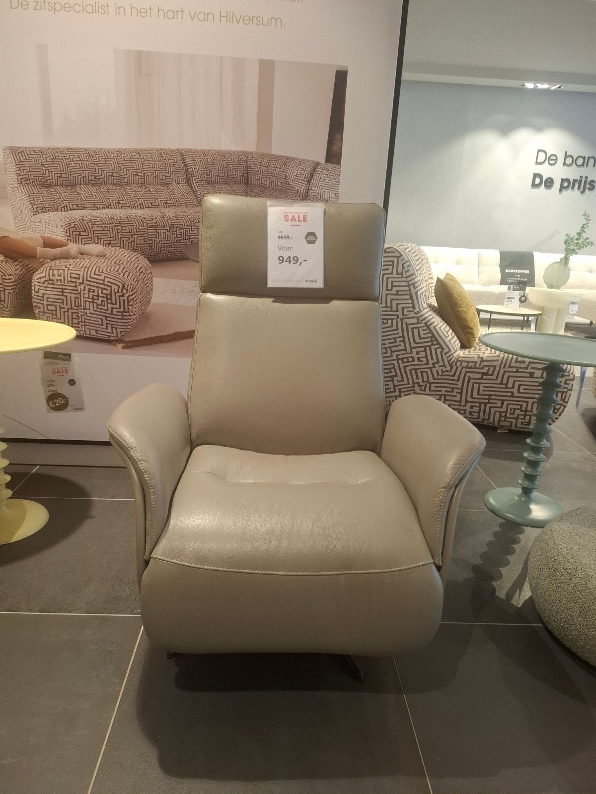 Montèl relaxfauteuil - showroommodel - maat Small, Ophalen, Zo goed als nieuw, Modern, comfortabel, 50 tot 75 cm