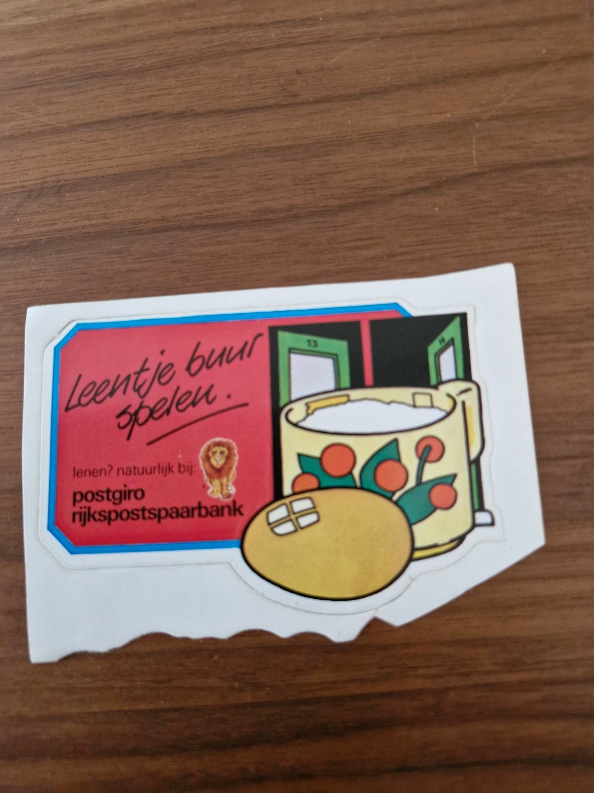 10419  Postgiro Rijkspostspaarbank 'Leentje buur' sticker, Ophalen of Verzenden, Gebruikt, Bedrijf of Vereniging