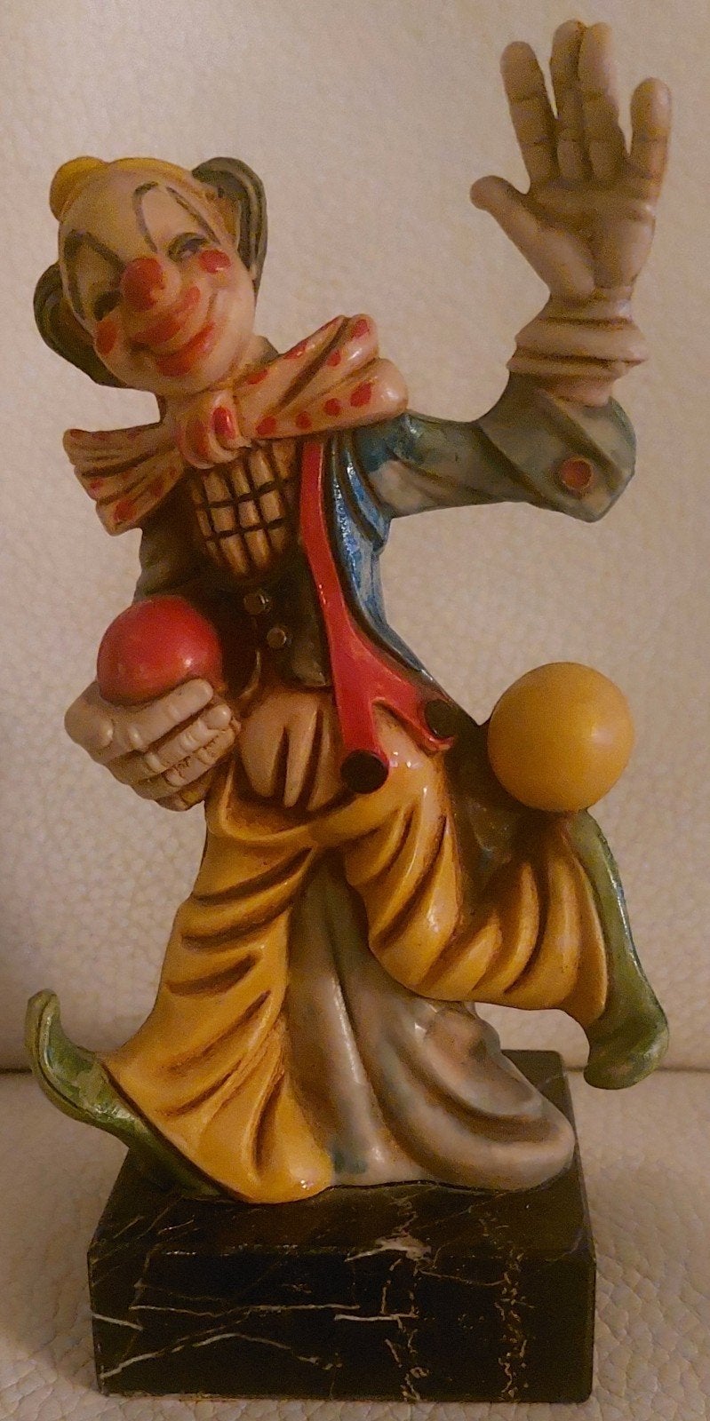 Vintage Italiaanse clown op marmeren voet, Ophalen of Verzenden