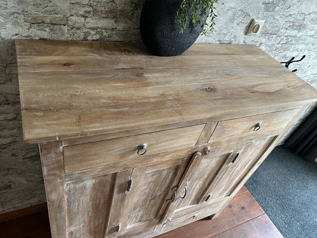 Houten Dressoir White Wash Kast, Huis en Inrichting, Ophalen, Gebruikt, 25 tot 50 cm, 100 tot 150 cm