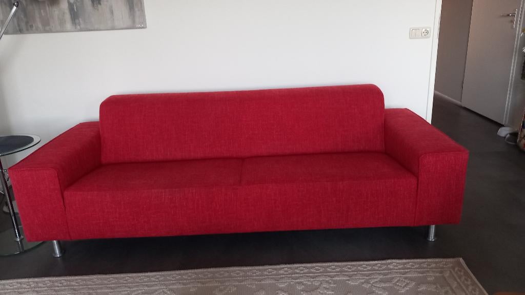 3 zits bank 2.31 meter rood, Ophalen, Gebruikt, Minder dan 75 cm, Driepersoons