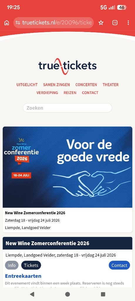 New Wine Zomerconferentie Tiener kaartje, Tickets en Kaartjes, Eén persoon, Meerdaags