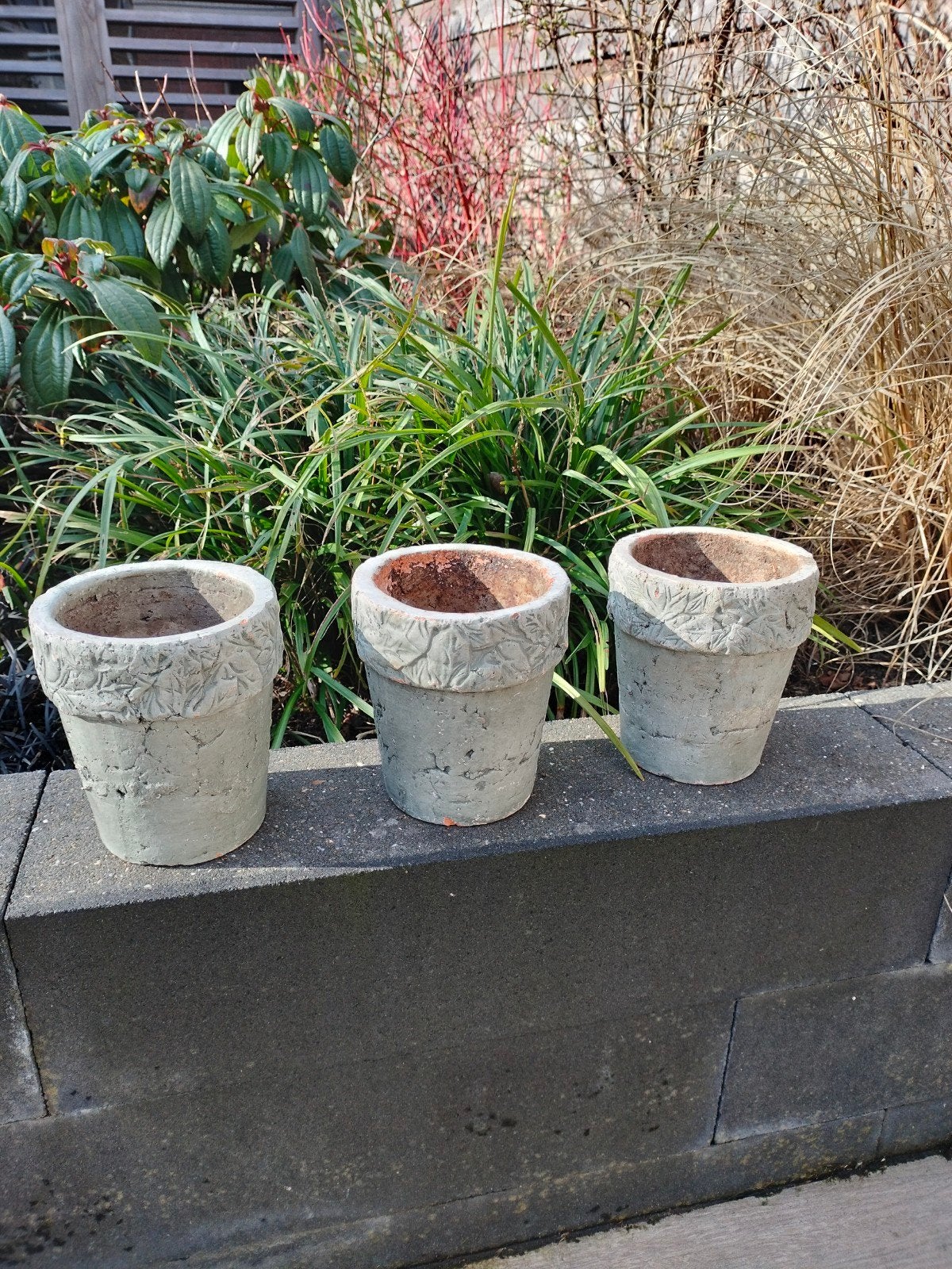 3x bloempot betonlook voor 7 euro, Tuin en Terras, Bloempotten, Ophalen, Rond, Aardewerk, Minder dan 40 cm