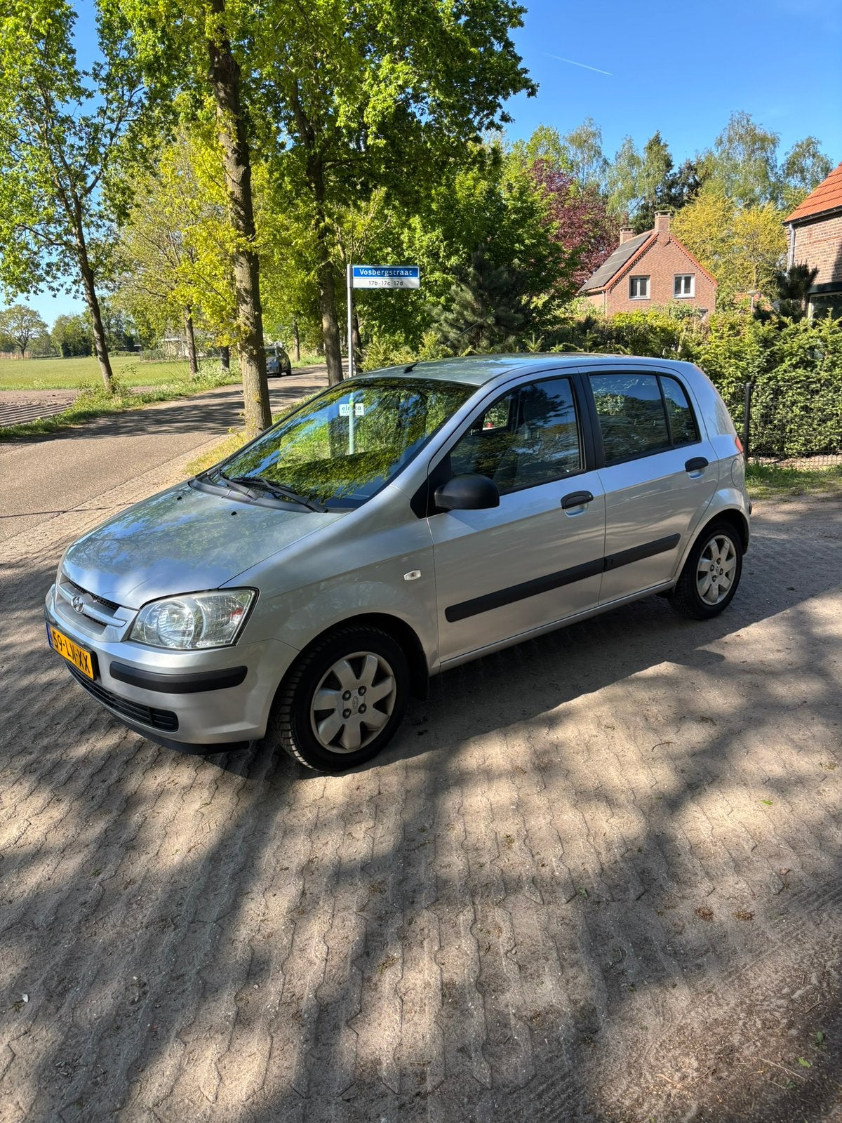 Hyundai Getz 1.3 5DRS 2003 Grijs, Auto's, Voorwielaandrijving, Bluetooth, 40 €/maand, 4 cilinders