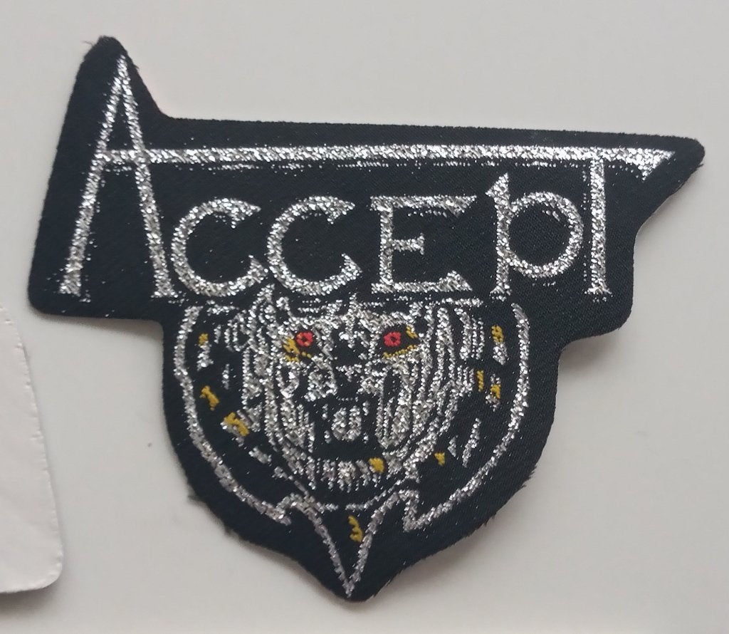 Accept zeer zeldzame vintage 80's shaped patch lion a240, Verzenden, Nieuw, Kleding