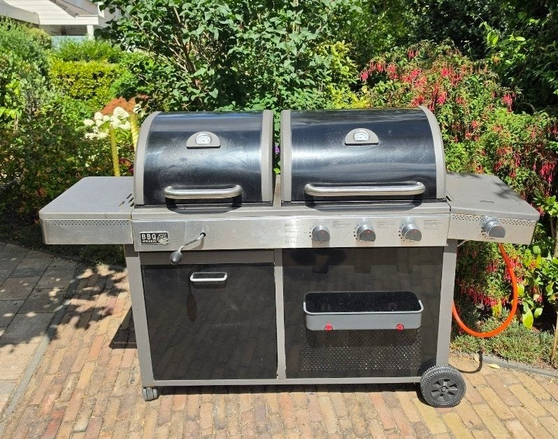 BBQ gas en kolen barbecue inclusief metalen gasfles, Tuin en Terras, Ophalen, Gebruikt, BBQ Outdoorchef
