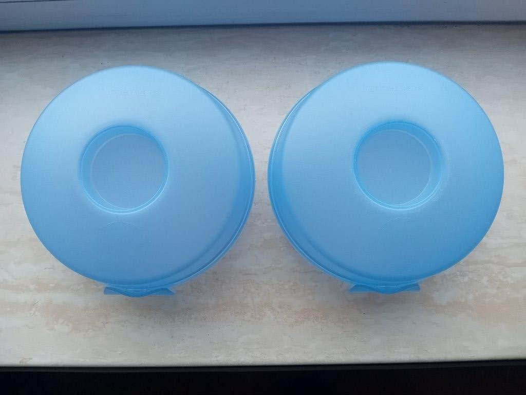 2 ronde blauwe tupperware bakjes / bak / hamburger / donut, Huis en Inrichting, Keuken | Tupperware, Ophalen of Verzenden, Gebruikt