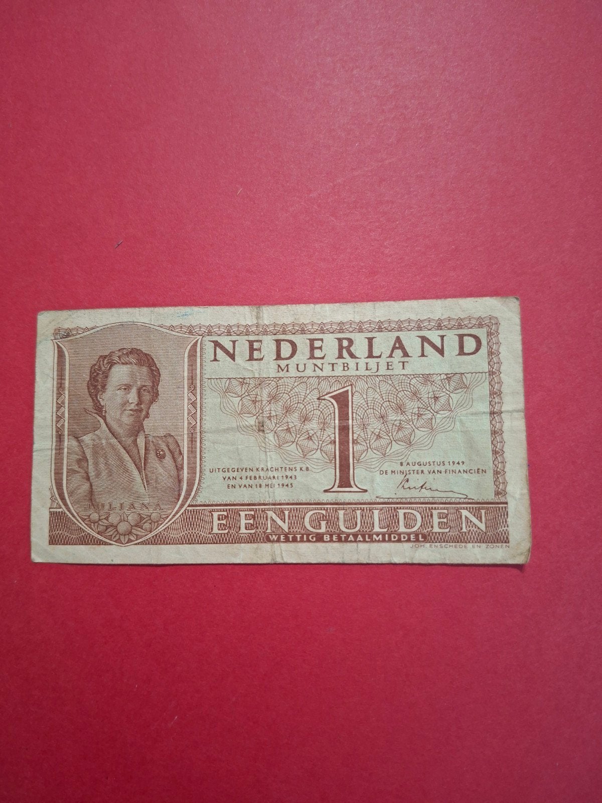 1 gulden Juliana  uit 1949 in ZF, Postzegels en Munten, Ophalen of Verzenden, 1 gulden, Los biljet