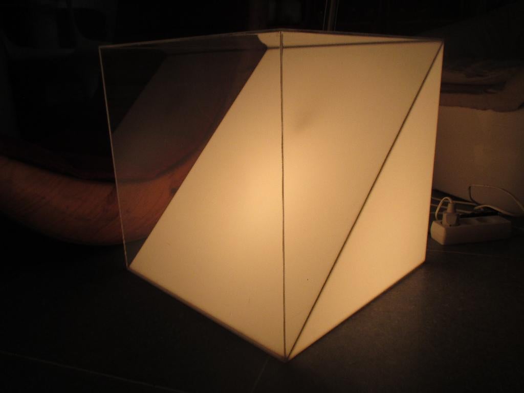 Plexi tafel met verlichting jaren 70 space age design retro, Gebruikt, ?, ?, ?
