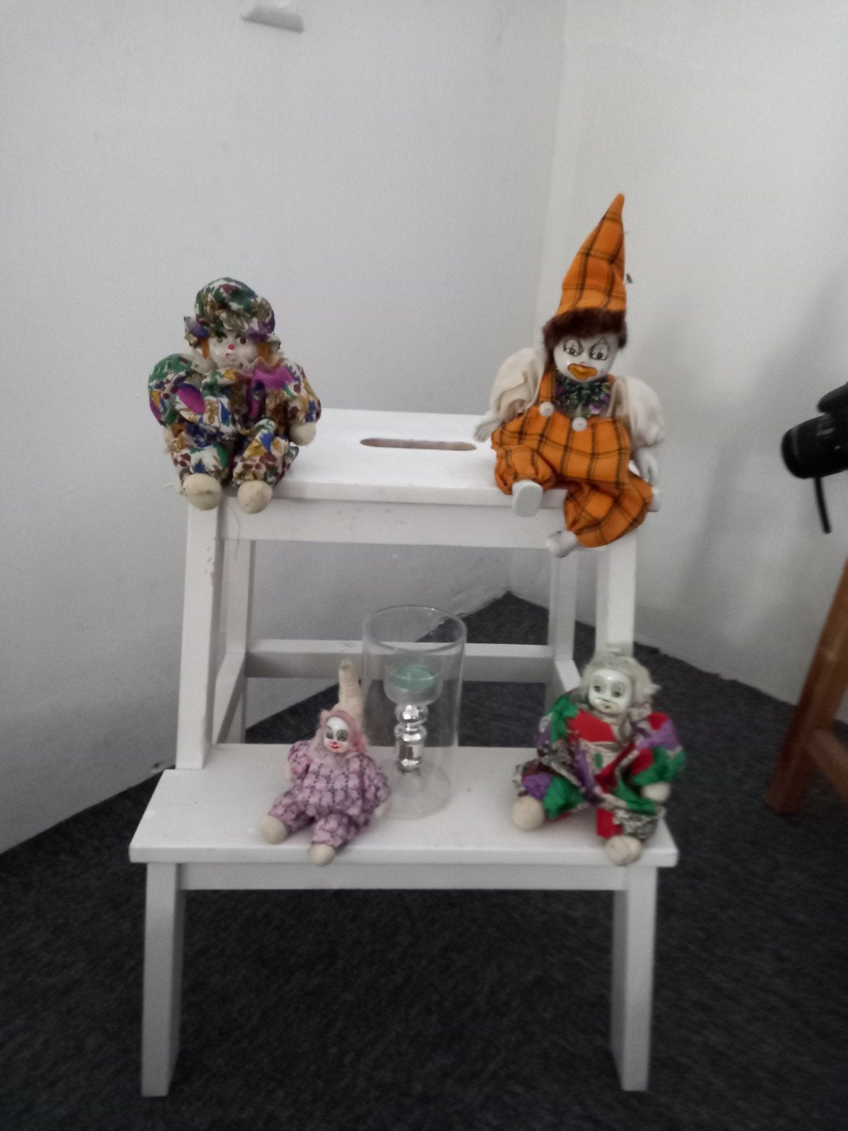 Set van 4 vintage clown poppen, Verzamelen, Poppen, Gebruikt, Pop, Ophalen of Verzenden