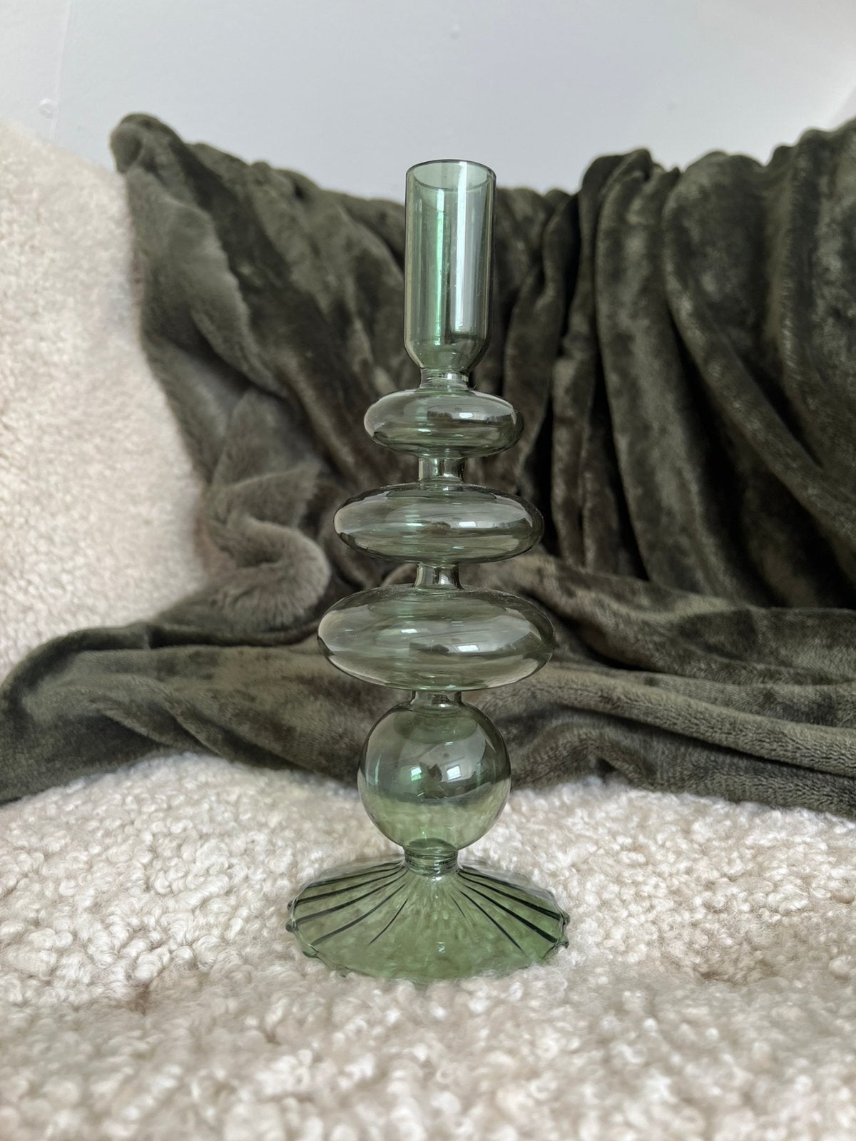Groene kandelaar glas., Huis en Inrichting, Verzenden, Nieuw, Glas, Kandelaar