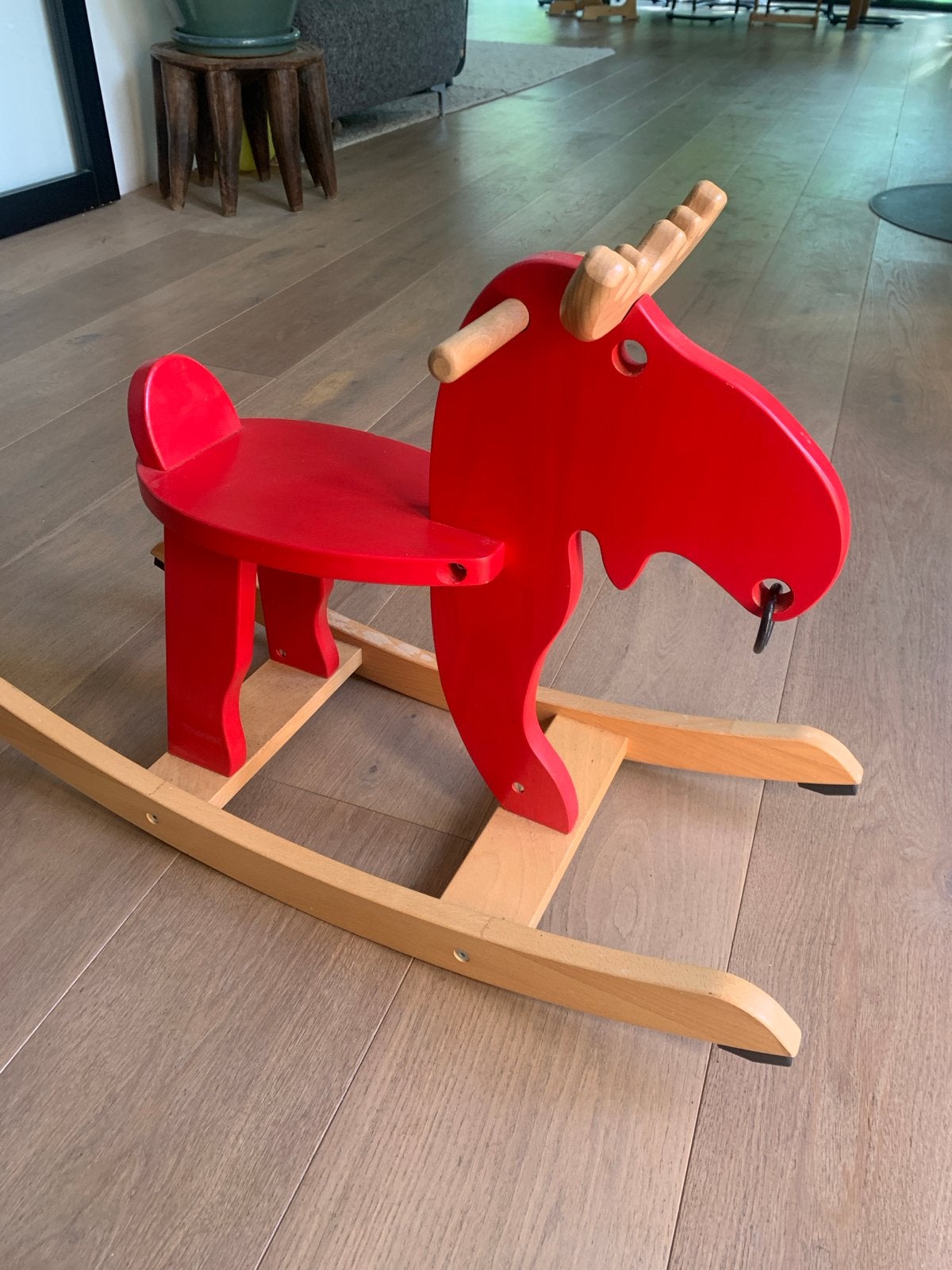 IKEA Hobbel Eland - Rood houten hobbelpaard, Ophalen, Gebruikt