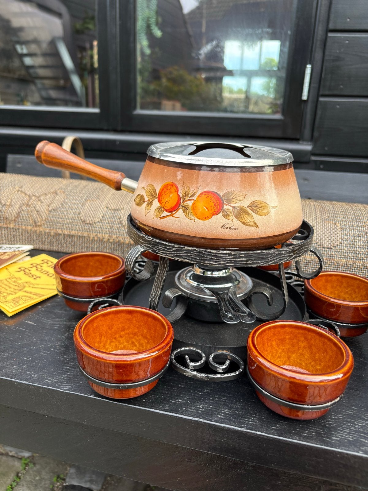 Vintage Fondue Set met Borden en Kommetjes, Ophalen of Verzenden, Steen/keramiek, Overige typen, Gebruikt